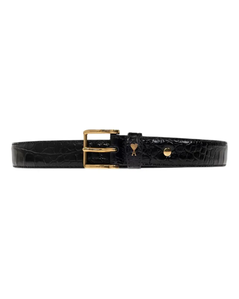 AMI Paris croc-effect leather belt - Schwarz Schwarz