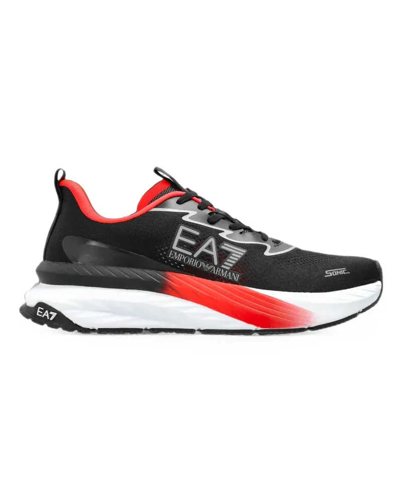 EA7 Crusher Sonic Sneakers mit Logo - Schwarz Schwarz