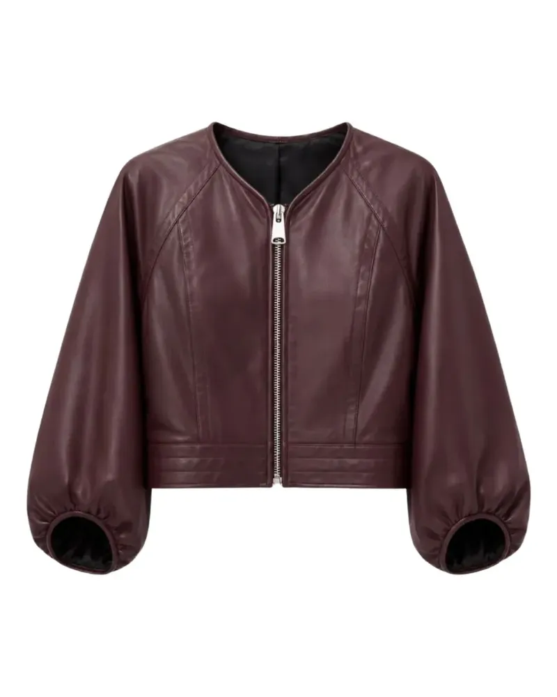 Yigal Azrouel Olive Cropped-Lederjacke mit Puffärmeln - Braun Braun
