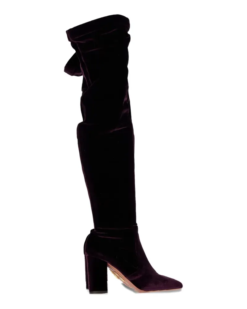 Aquazzura velvet-texture knee boots - Violett Violett