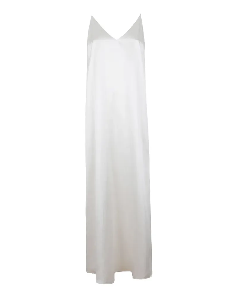 Lisa Yang satin-finish V-neck dress - Weiß Weiß