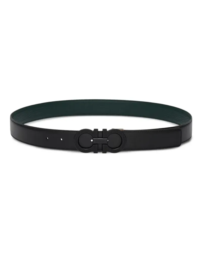 Ferragamo reversible and adjustable knurled Gancini belt - Schwarz Schwarz