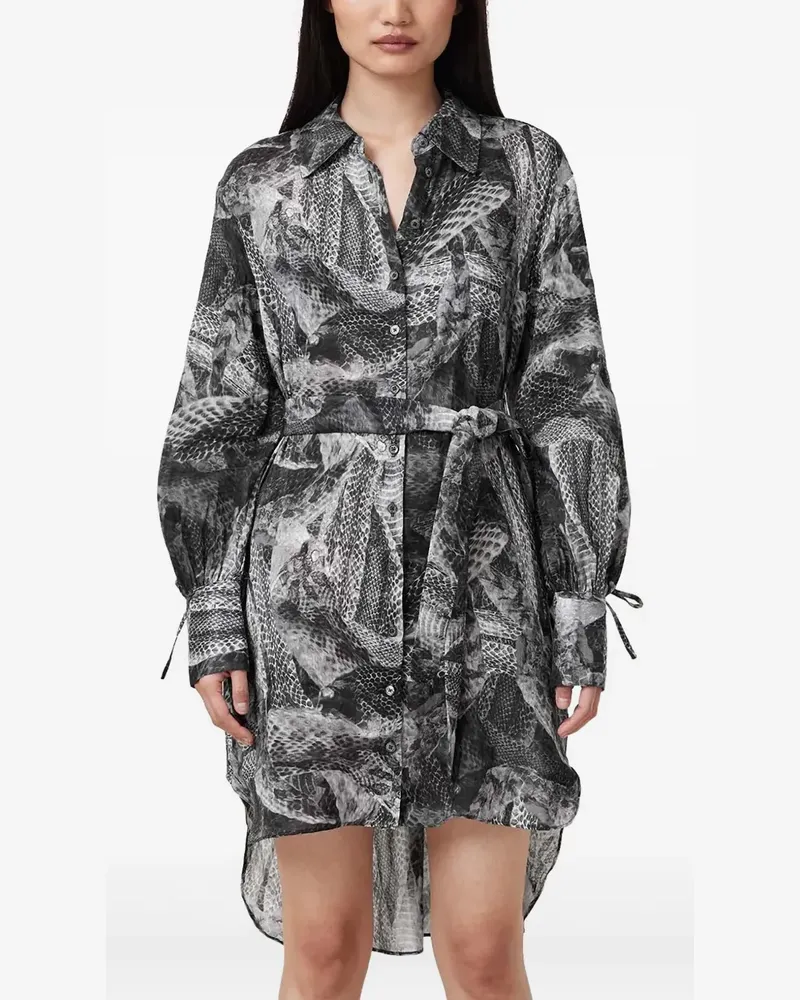 AllSaints Hemdkleid mit Print - Grau Grau