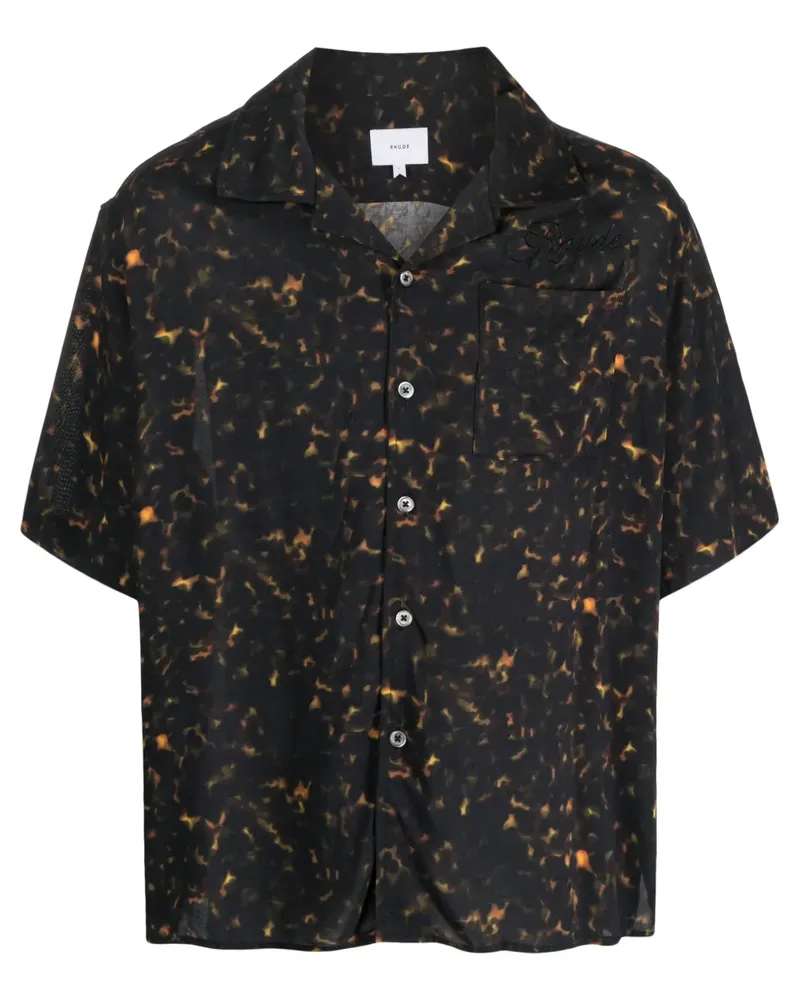 RHUDE Hemd mit abstraktem Print - Schwarz Schwarz