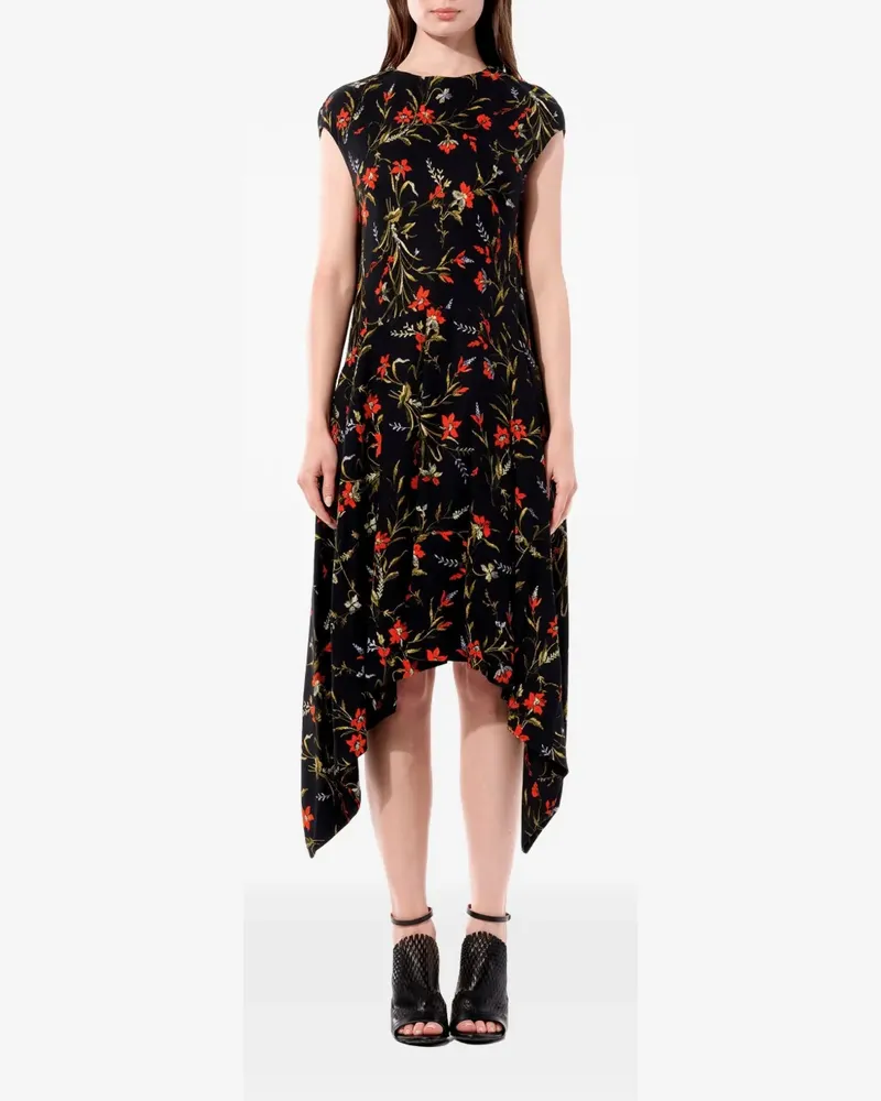 Balenciaga floral-print asymmetric dress - Schwarz Schwarz