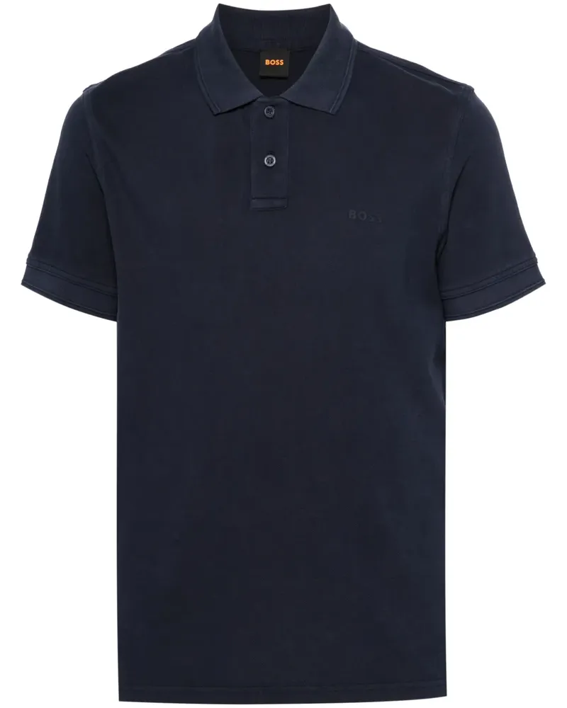 HUGO BOSS Poloshirt mit gummiertem Logo - Blau Blau