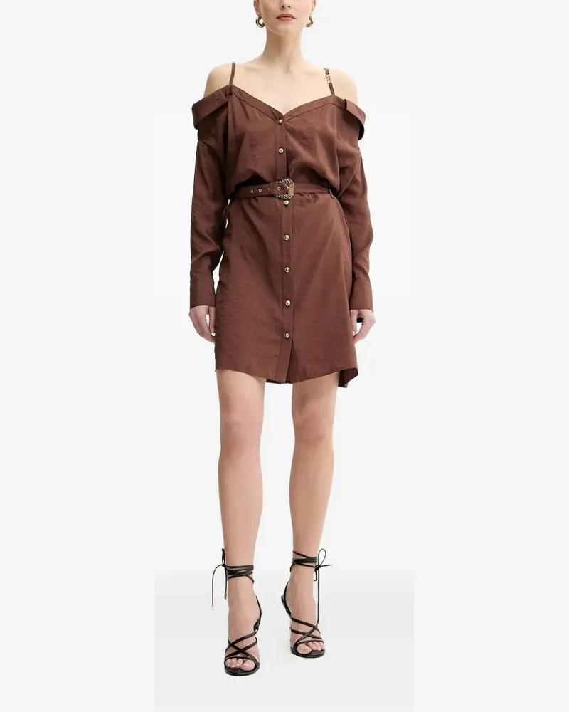 Versace Jeans Schulterfreies Kleid mit Gürtel - Braun Braun
