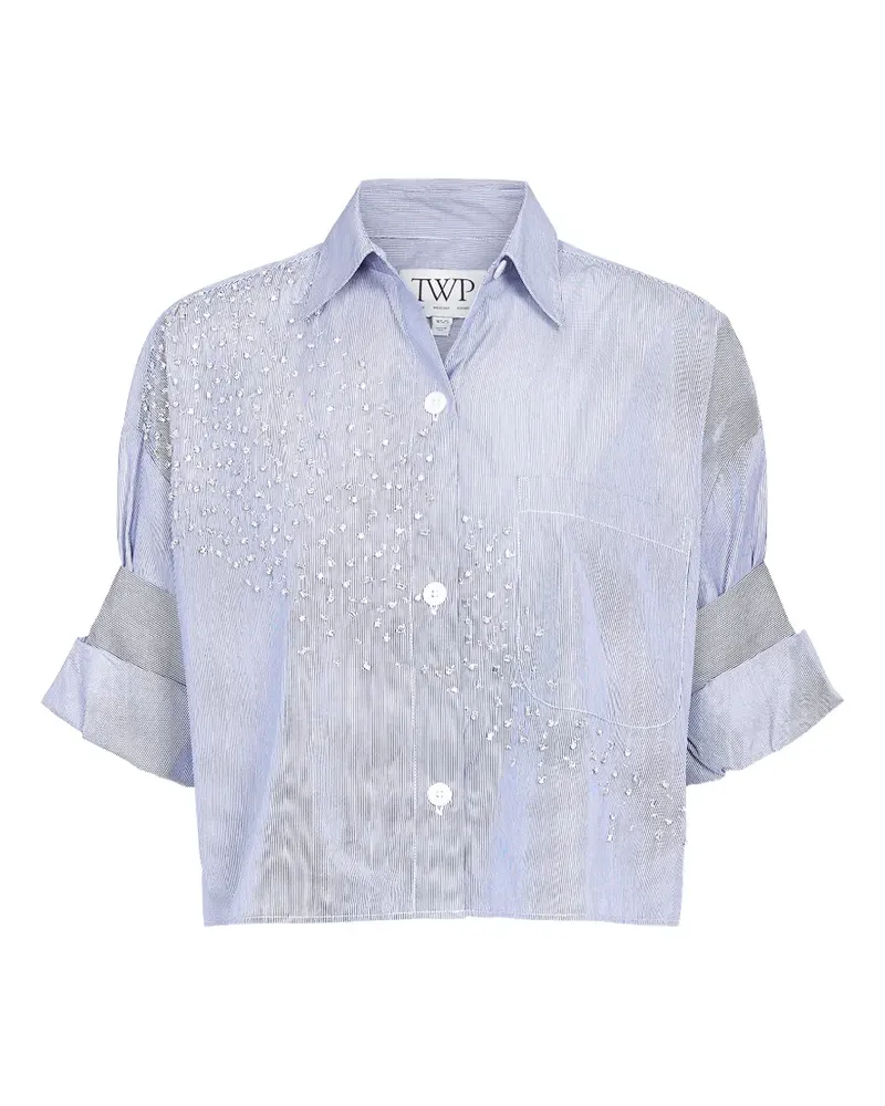 TWP Gestreiftes Next Ex Shirt Hemd mit Kristallen - Blau Blau