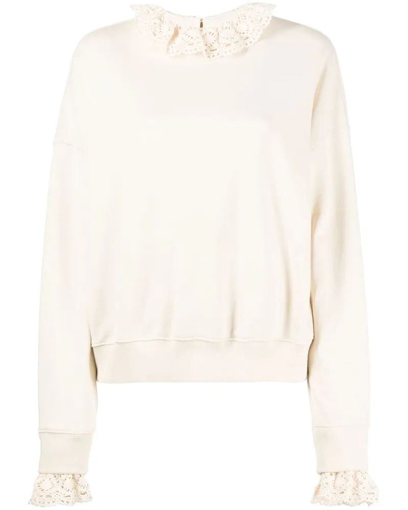 GOEN.J Sweatshirt mit gehäkelten Borten - Nude Nude