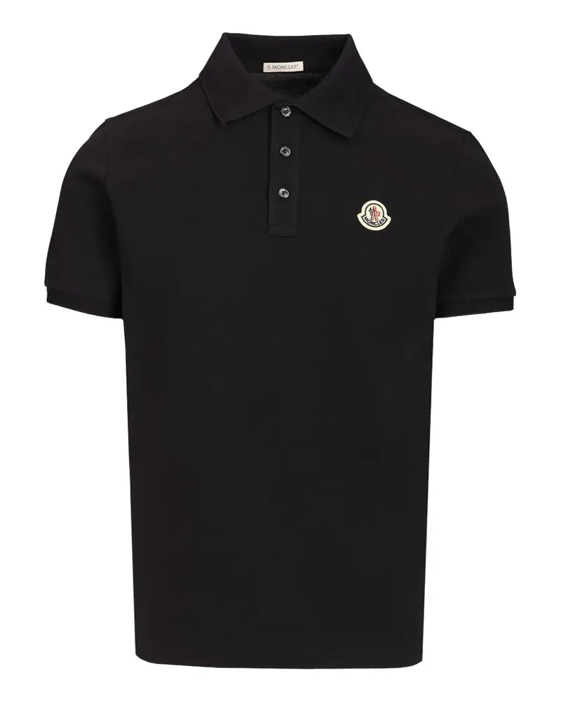 Moncler logo-patch polo shirt - Schwarz Schwarz