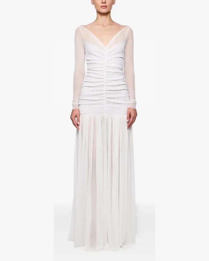 ATU Body Couture Langärmeliges Maxikleid mit Raffungen - Weiß Weiß