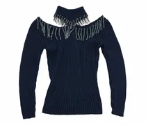 Pullover mit Kristallen - Blau