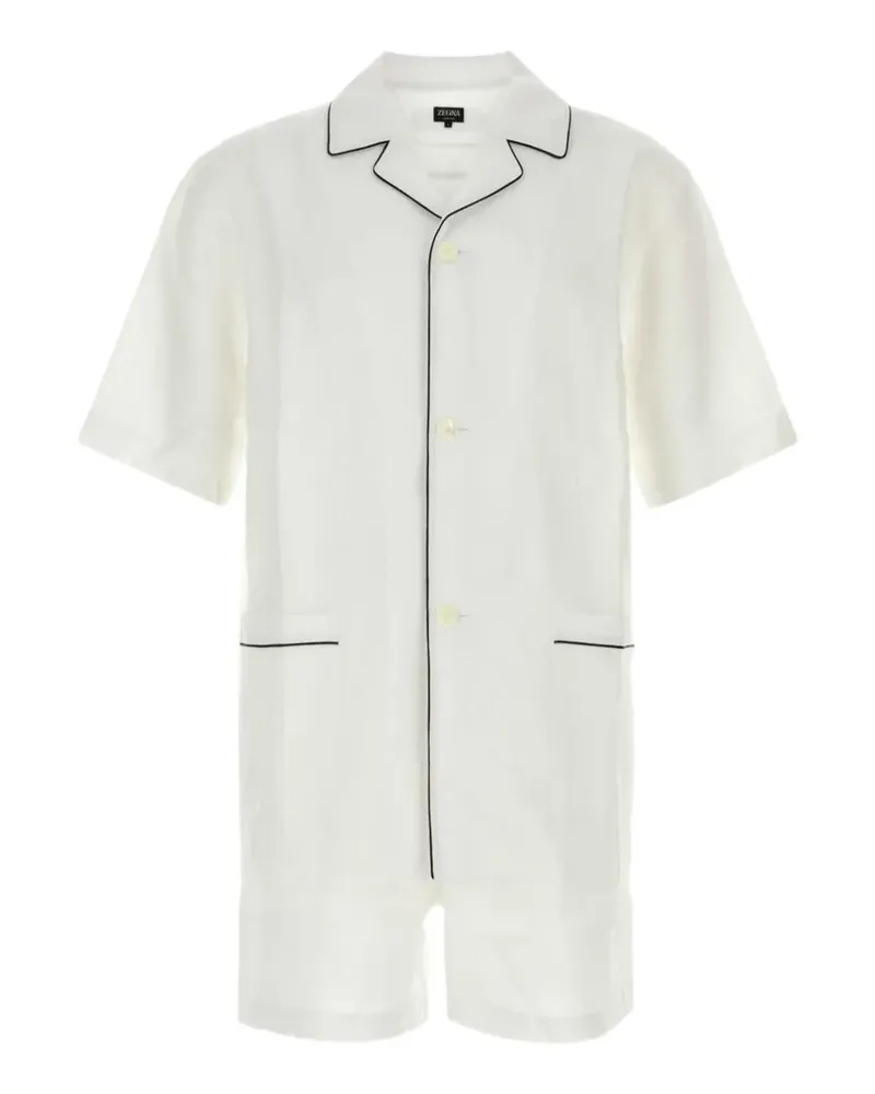 Ermenegildo Zegna piping-detail linen pyjamas - Weiß Weiß