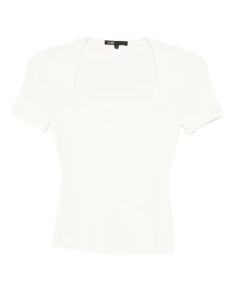 Maje T-Shirt mit eckigem Ausschnitt - Weiß Weiß