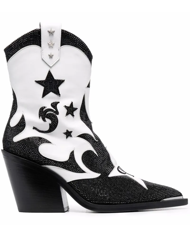 Philipp Plein Cowboystiefel mit Strass - Schwarz Schwarz
