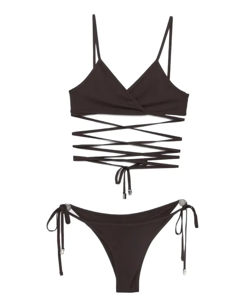 ATTICO wrap-around side-ties bikini - Braun Braun