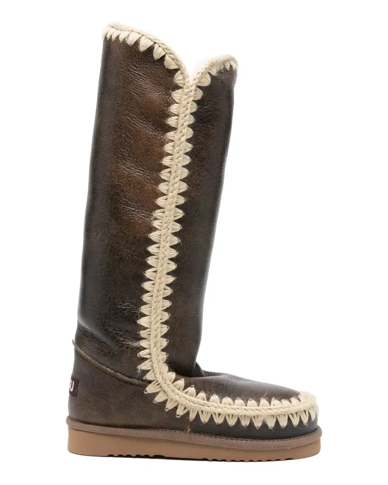 Mou Eskimo Stiefeletten mit Kontrastborte - Braun Braun