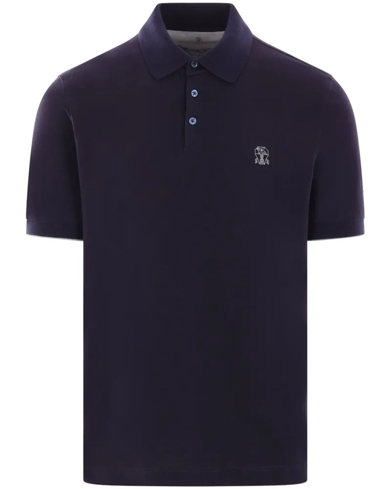 Brunello Cucinelli Poloshirt mit Logo-Print - Blau Blau