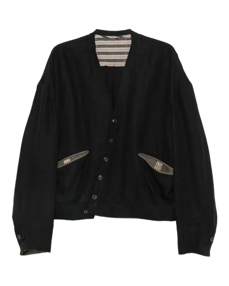 Ziggy Chen asymmetric-fastening panelled jacket - Schwarz Schwarz
