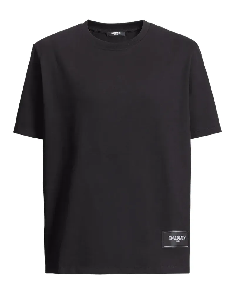 Balmain T-Shirt mit Logo-Patch - Schwarz Schwarz
