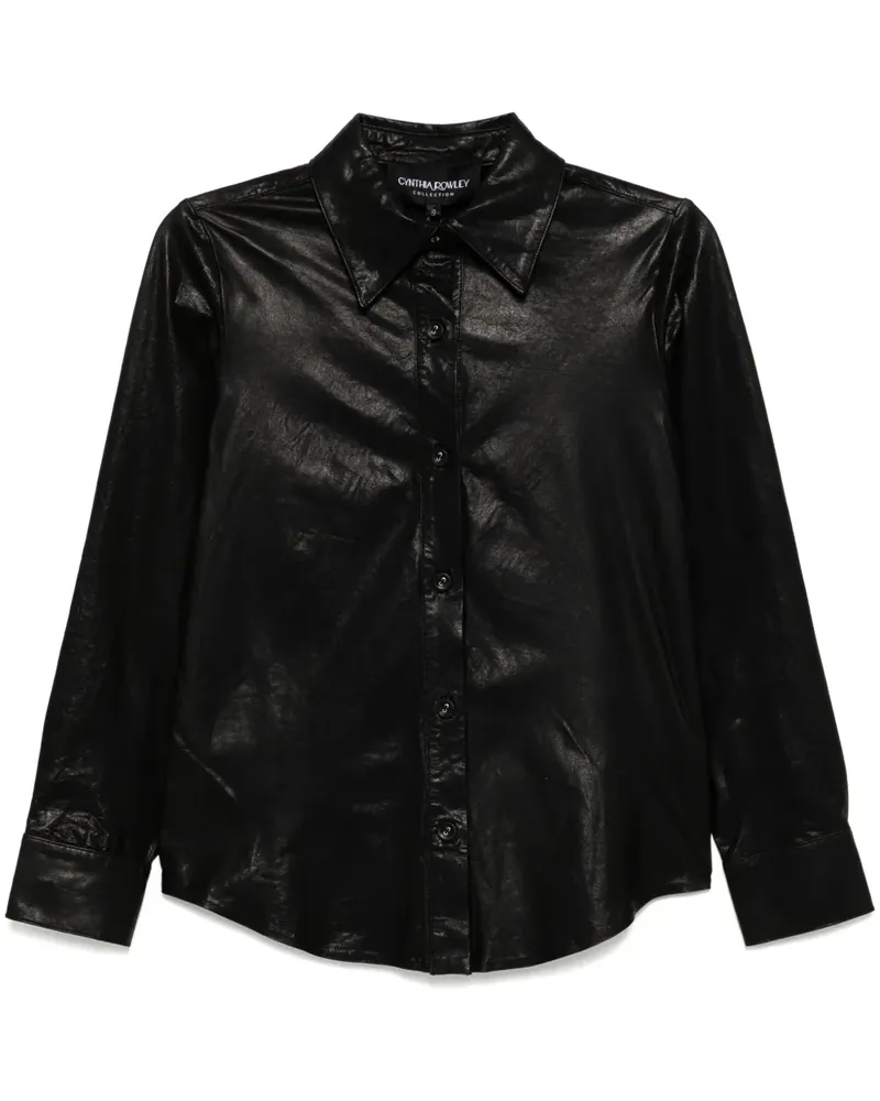 Cynthia Rowley Hemd aus Leder - Schwarz Schwarz