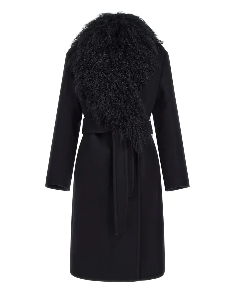Roberto Cavalli Mantel mit Kragen aus Faux Fur - Schwarz Schwarz
