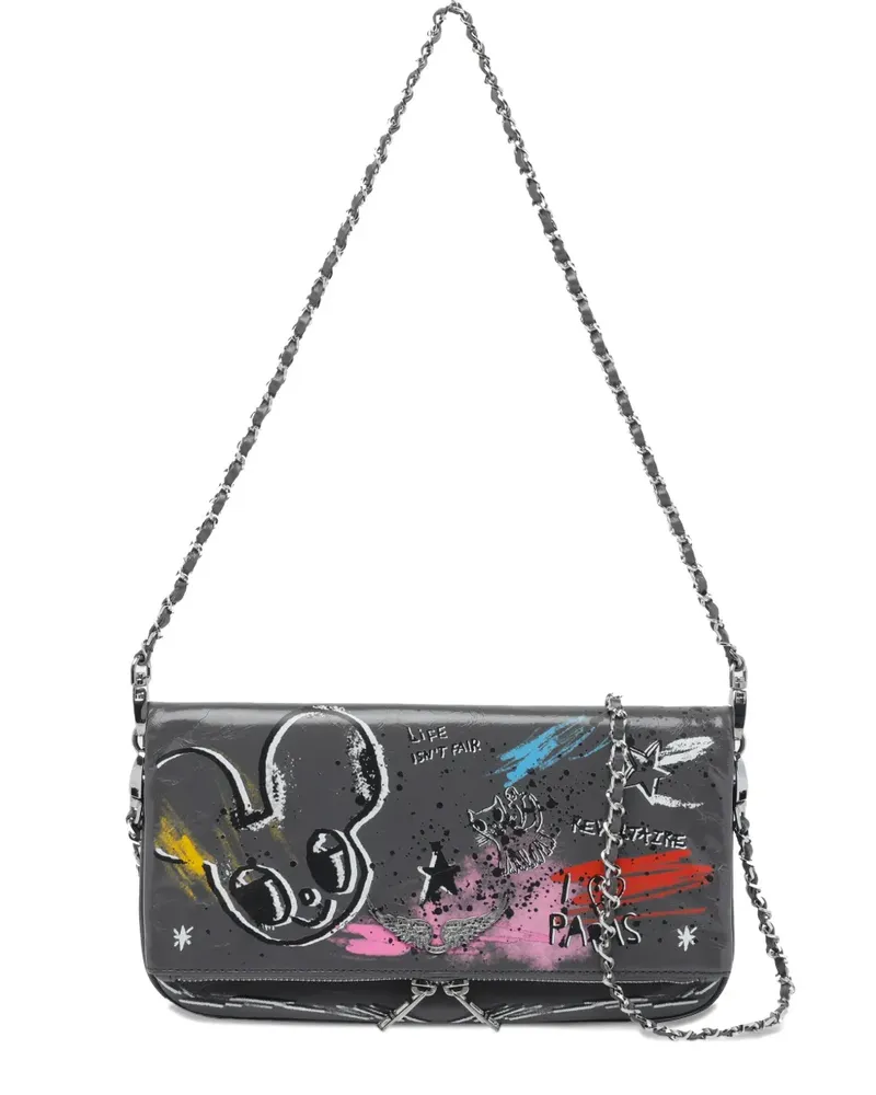 Zadig & Voltaire x Humberto Cruz Rock Humberto Schultertasche mit Graffiti - Grau Grau