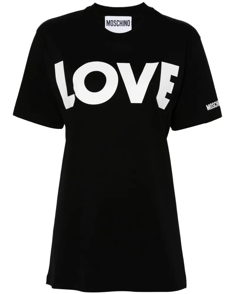 Moschino T-Shirt mit Text-Print Schwarz