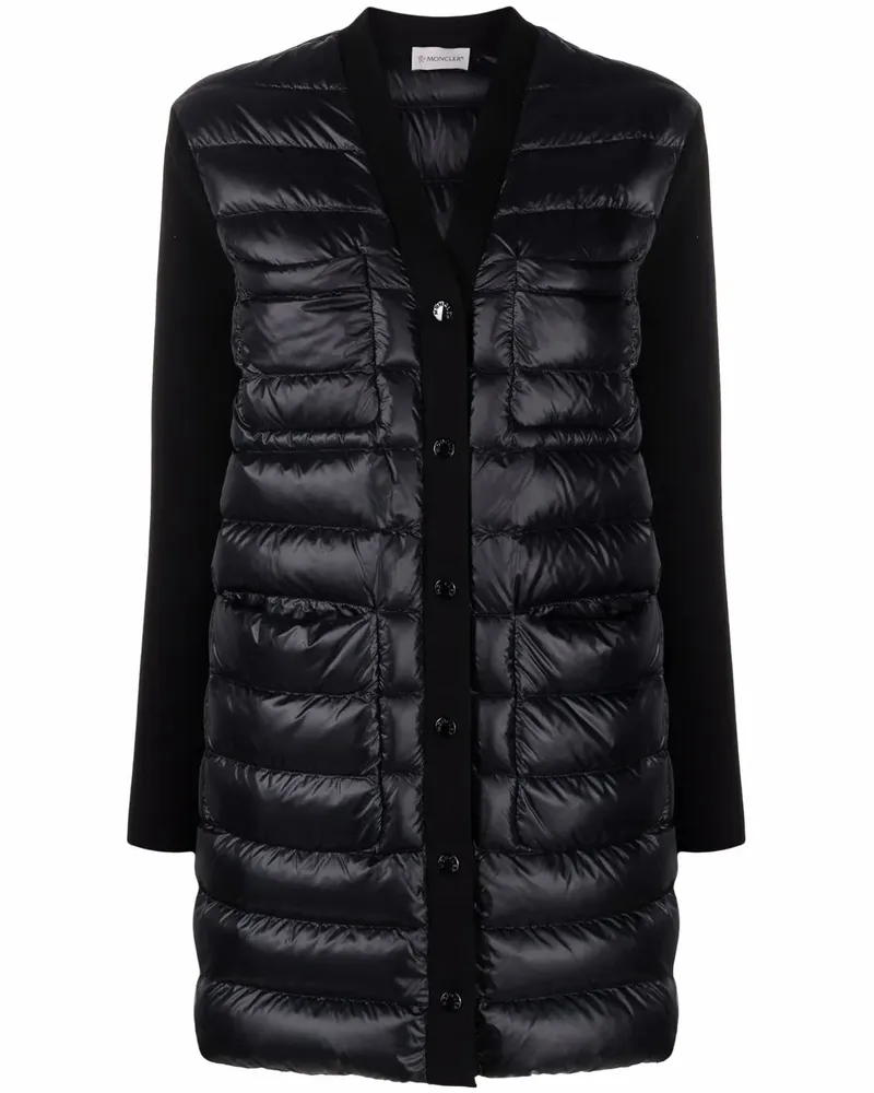 Moncler Gefütterter Mantel mit V-Ausschnitt - Schwarz Schwarz