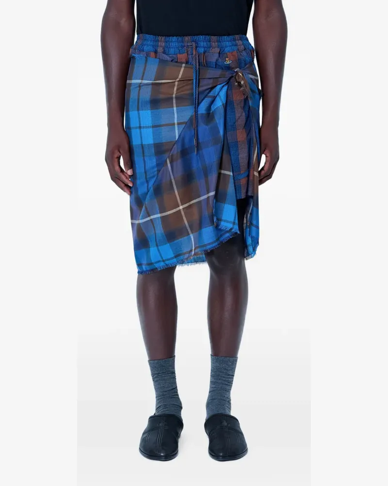 Vivienne Westwood Karierte Shorts mit Wickeleinsatz - Blau Blau
