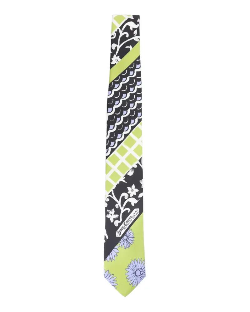 Lanvin floral patchwork tie - Grün Grün