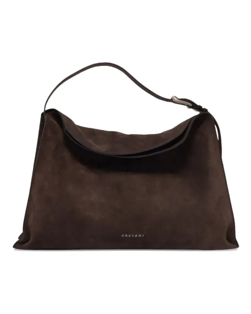 Orciani Große Trinity Peach Schultertasche mit Schnallenriemen - Braun Braun