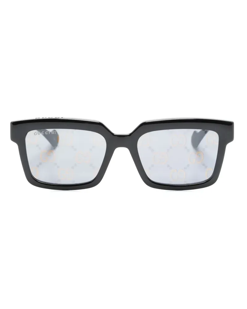 Gucci Sonnenbrille mit eckigem Gestell - Schwarz Schwarz