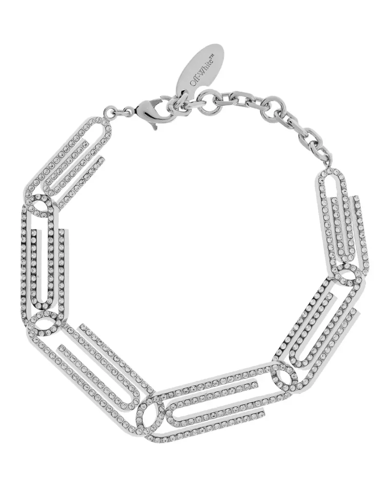 OFF-WHITE Büroklammer-Armband mit Kristallen - Silber Silber