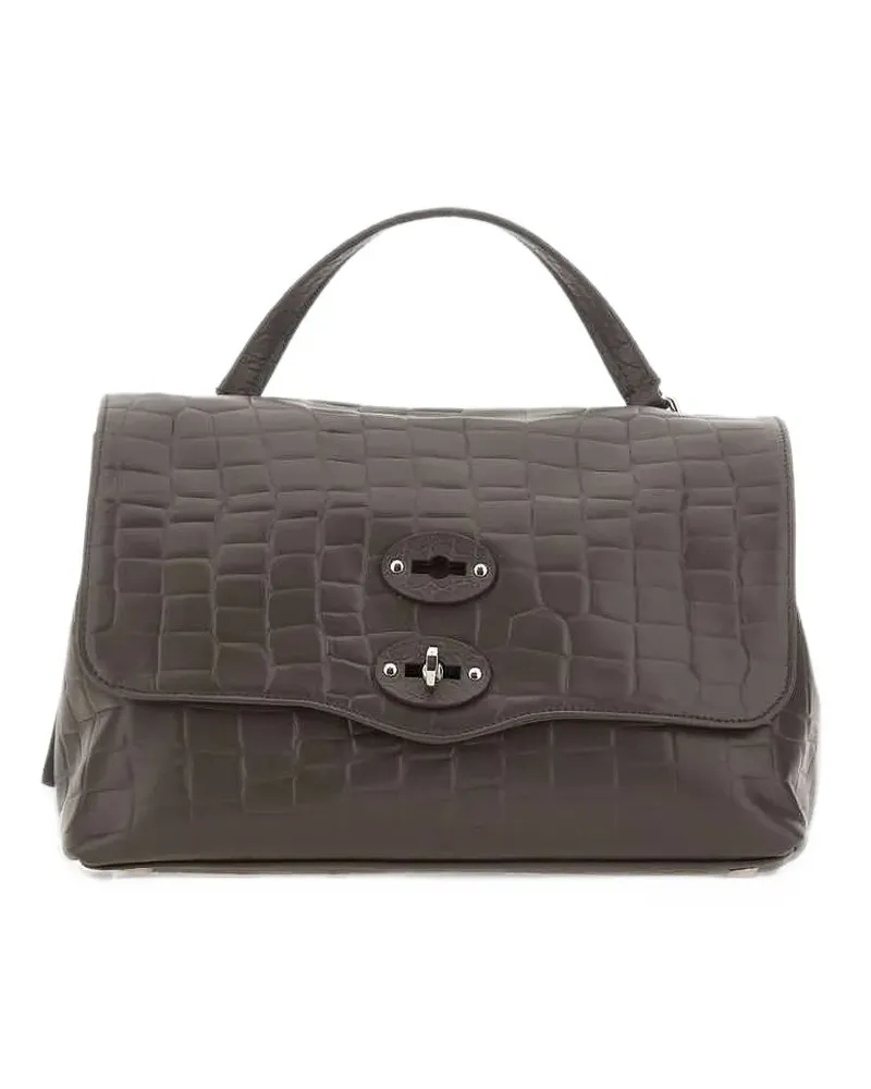 Zanellato small Postina crocodile-effect leather tote bag - Braun Braun