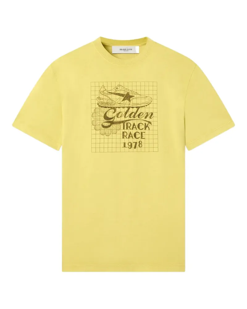 Golden Goose Stückgefärbtes Journey T-Shirt aus Baumwolljersey mit Print - Gelb Gelb