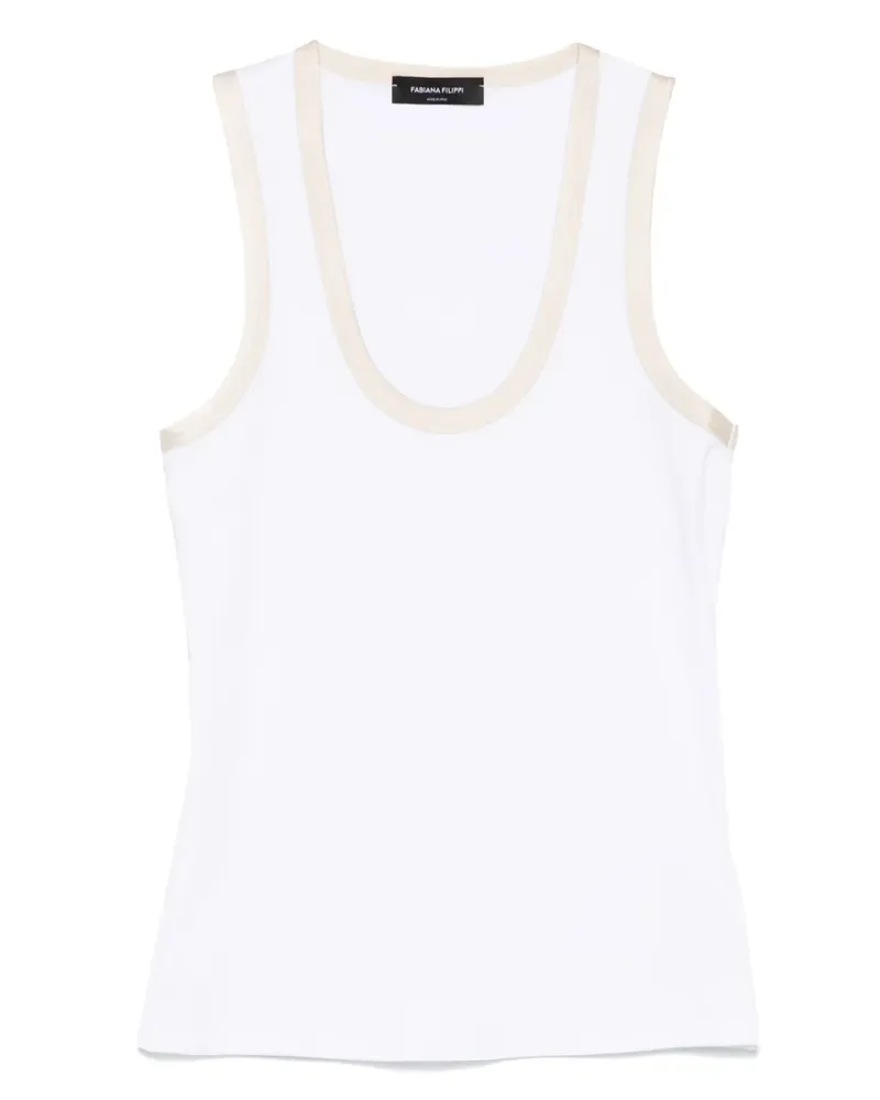 Fabiana Filippi Tanktop mit Kontrastborten - Weiß Weiß