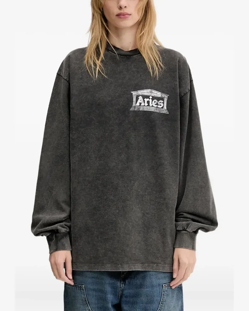 Aries Langarmshirt mit Logo - Schwarz Schwarz
