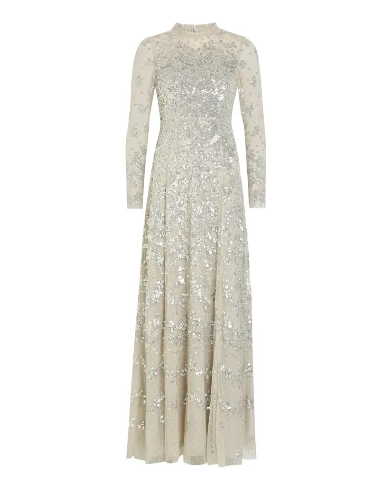 Needle & Thread Freya sequin-embellished long-sleeve maxi dress - Nude Nude