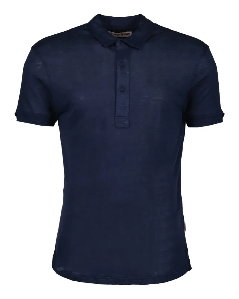 Orlebar Brown Kurzärmeliges Poloshirt aus Leinen - Blau Blau