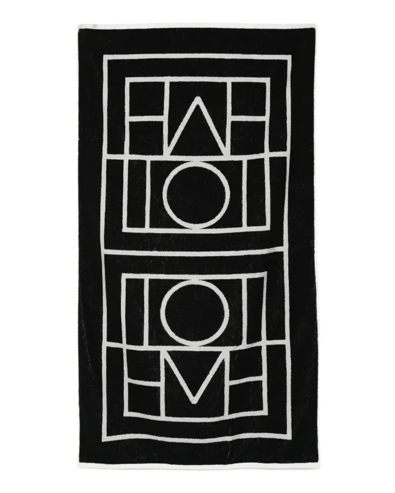 Totême geometric-pattern towel - Schwarz Schwarz