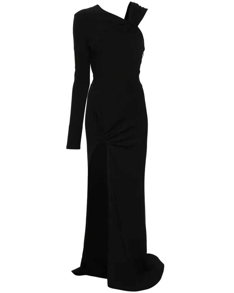 David Koma Asymmetrisches Maxikleid mit Knotendetail - Schwarz Schwarz
