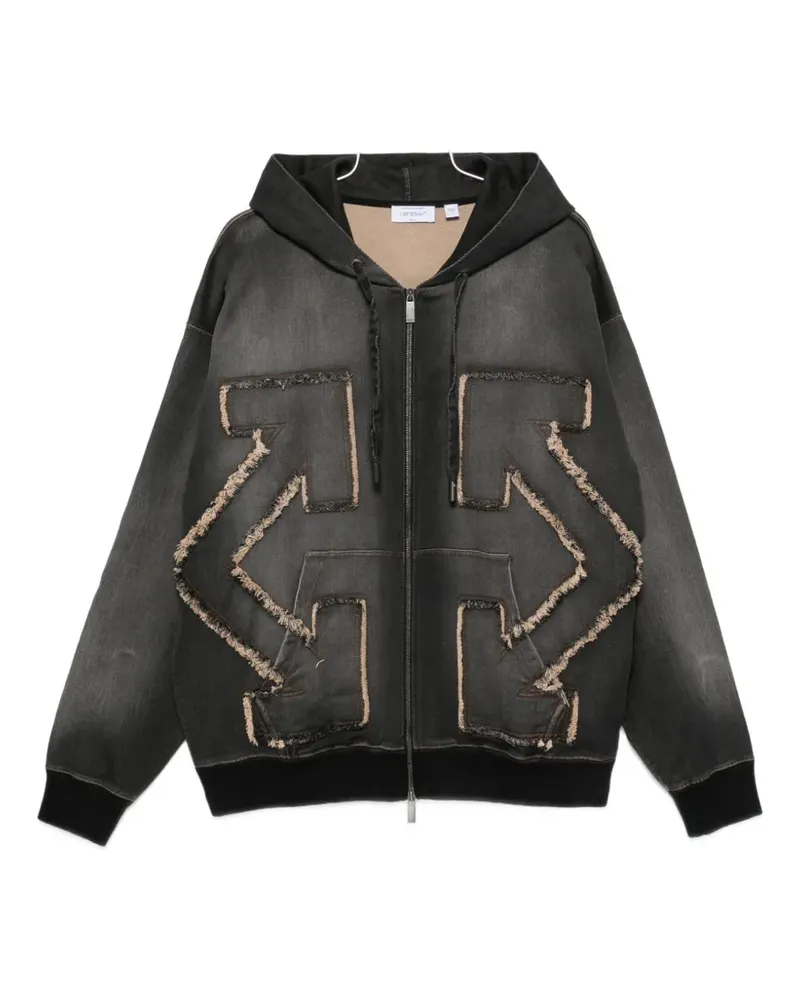 OFF-WHITE arrows-patchwork zip-up hoodie - Grau Grau