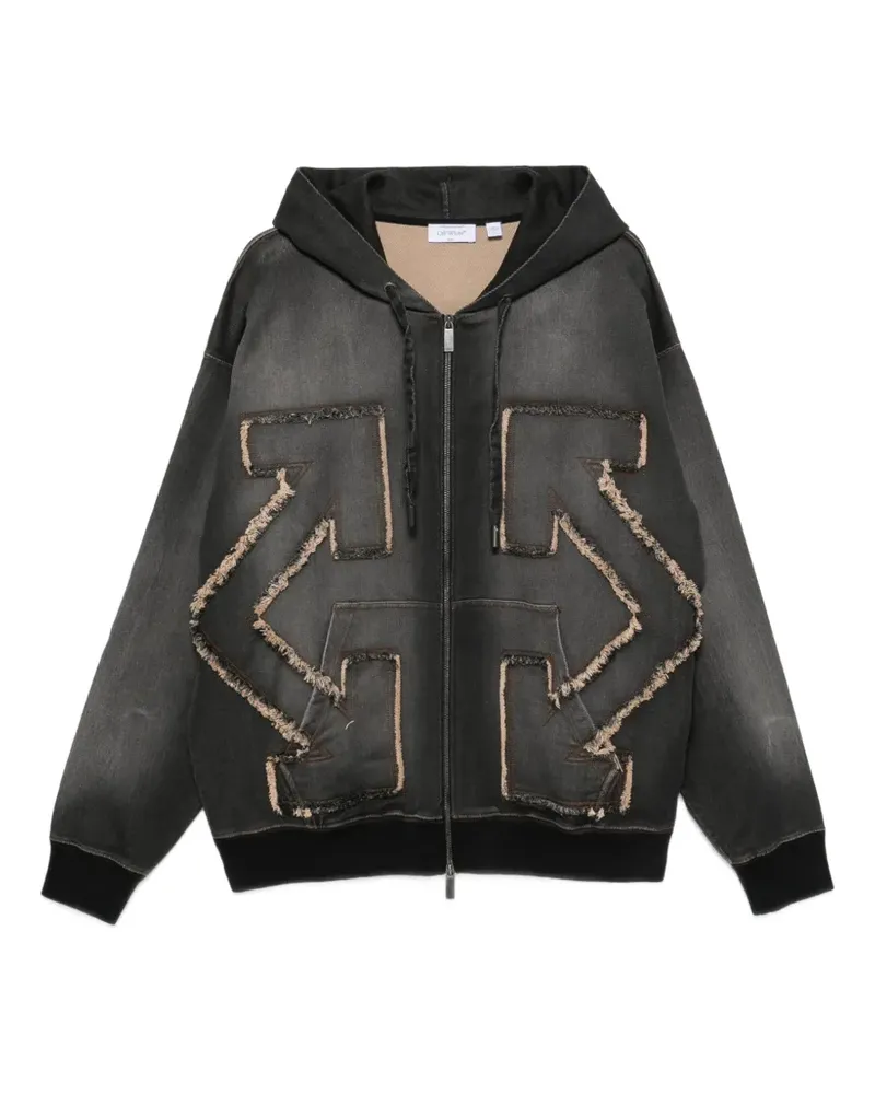 OFF-WHITE arrows-patchwork zip-up hoodie - Grau Grau