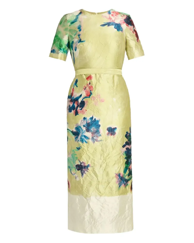 Erdem Midikleid mit Blumen-Print - Gelb Gelb