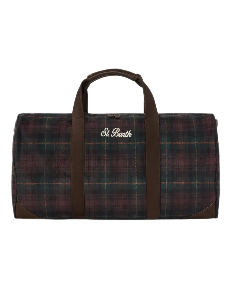 MC2 Saint Barth Jetleg Reisetasche mit Schottenkaro und Besatz aus Faux-Leder - Grün Grün