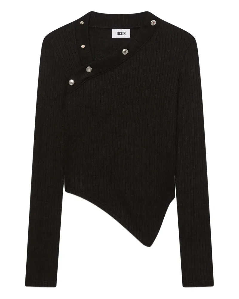GCDS Asymmetrisches Top mit Knöpfen - Schwarz Schwarz