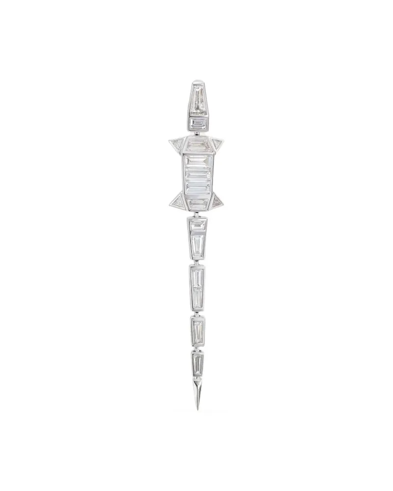 Bibi van der Velden 18kt Alligator Extra Long Weißgoldohrring mit Diamanten - Silber Silber