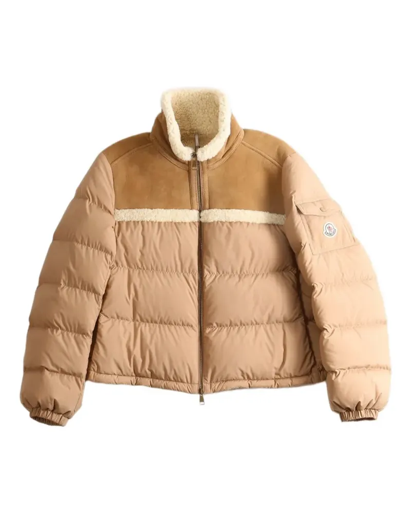 Moncler Aurore shearling-trim panelled jacket - Nude Nude
