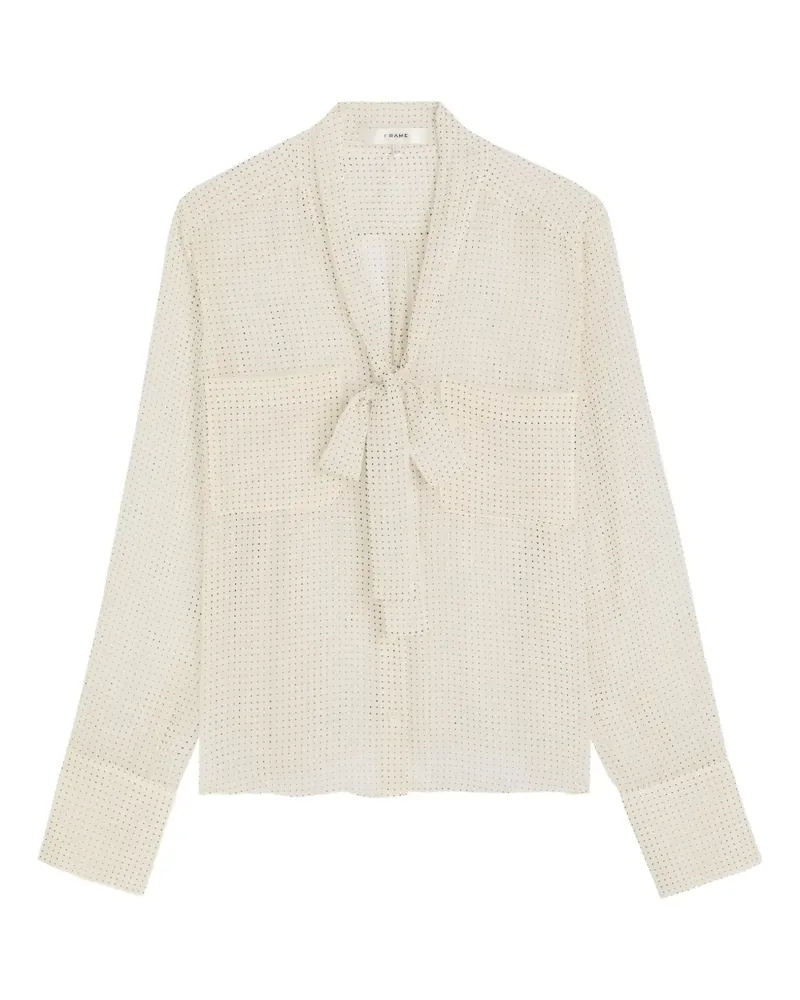 Frame Denim tie-neck polka-dot top - Nude Nude